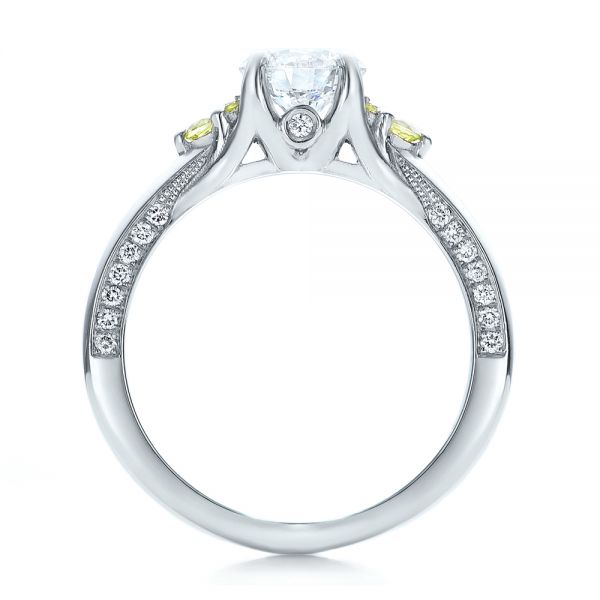 14k White Gold 14k White Gold Custom Peridot And Diamond Engagement Ring - Front View -  100887