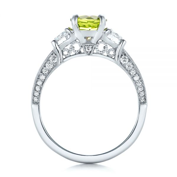 18k White Gold 18k White Gold Custom Peridot And Diamond Engagement Ring - Front View -  102118