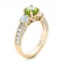 14k Yellow Gold 14k Yellow Gold Custom Peridot And Diamond Engagement Ring - Three-Quarter View -  102118 - Thumbnail