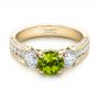 18k Yellow Gold 18k Yellow Gold Custom Peridot And Diamond Engagement Ring - Flat View -  102118 - Thumbnail