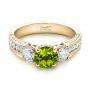 14k Yellow Gold 14k Yellow Gold Custom Peridot And Diamond Engagement Ring - Flat View -  102118 - Thumbnail