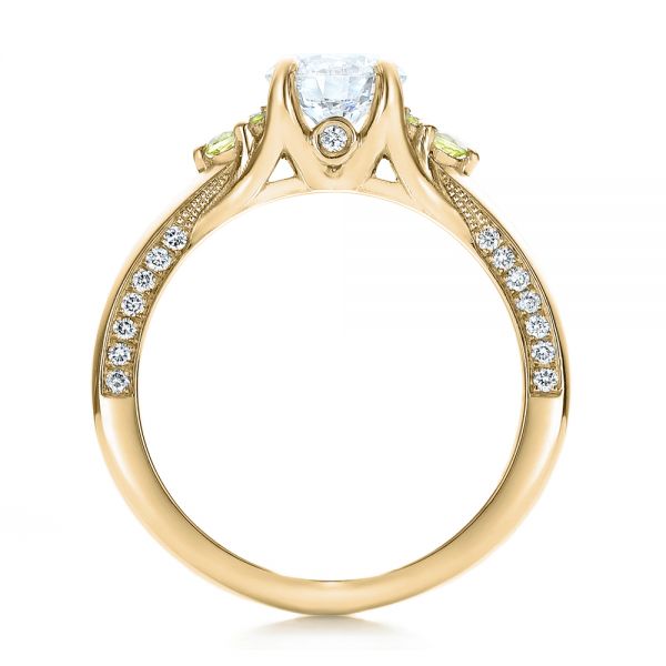 14k Yellow Gold 14k Yellow Gold Custom Peridot And Diamond Engagement Ring - Front View -  100887