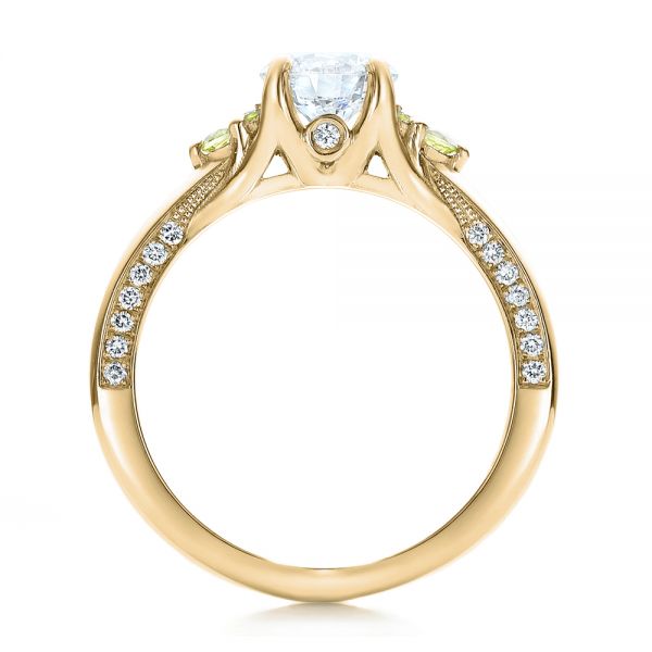18k Yellow Gold 18k Yellow Gold Custom Peridot And Diamond Engagement Ring - Front View - 100887