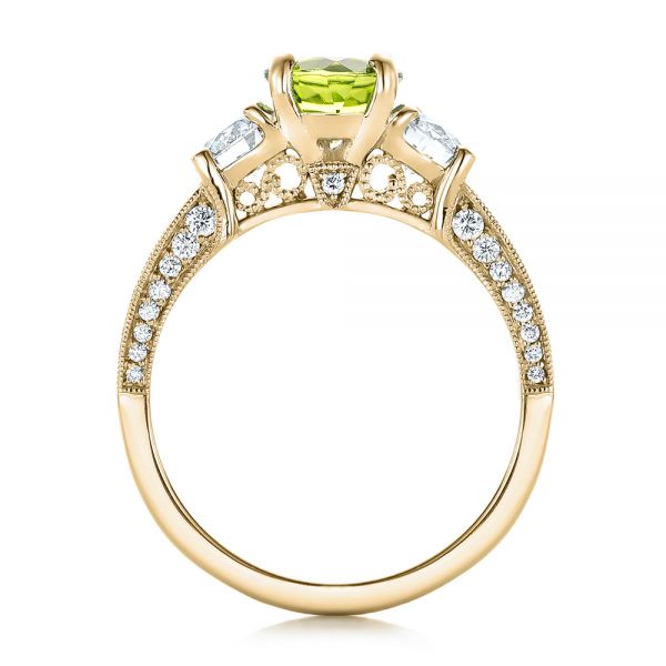 18k Yellow Gold 18k Yellow Gold Custom Peridot And Diamond Engagement Ring - Front View -  102118