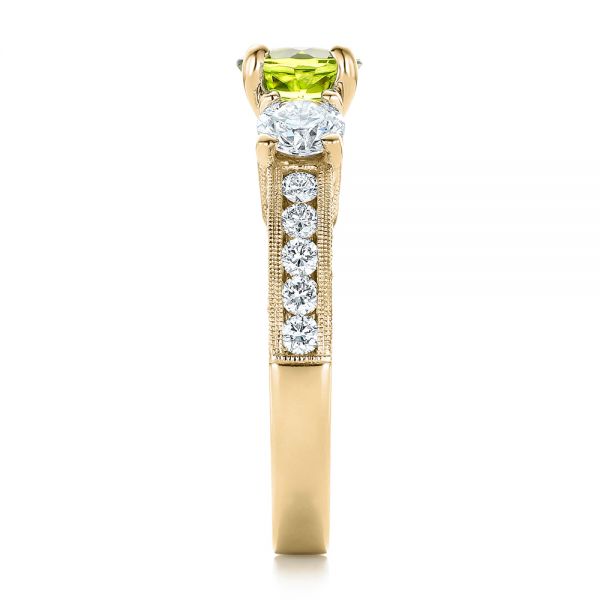 18k Yellow Gold 18k Yellow Gold Custom Peridot And Diamond Engagement Ring - Side View - 102118