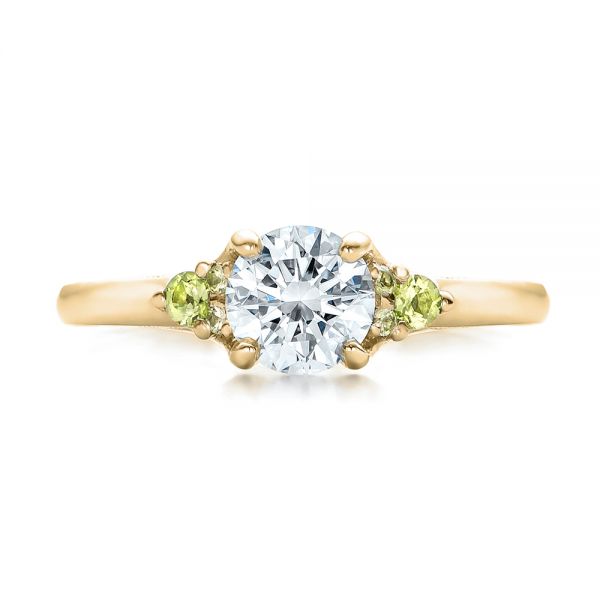 14k Yellow Gold 14k Yellow Gold Custom Peridot And Diamond Engagement Ring - Top View -  100887