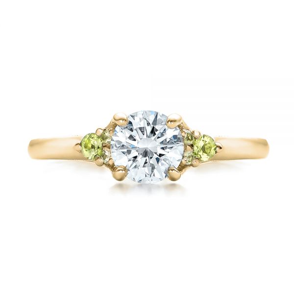 18k Yellow Gold 18k Yellow Gold Custom Peridot And Diamond Engagement Ring - Top View - 100887