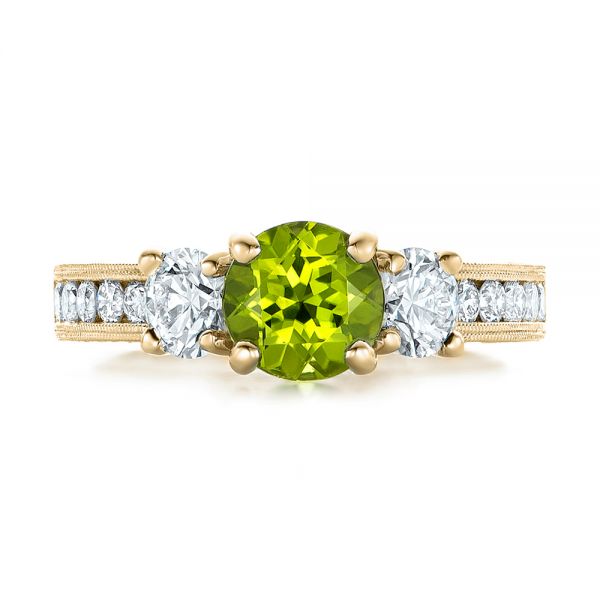 14k Yellow Gold 14k Yellow Gold Custom Peridot And Diamond Engagement Ring - Top View -  102118