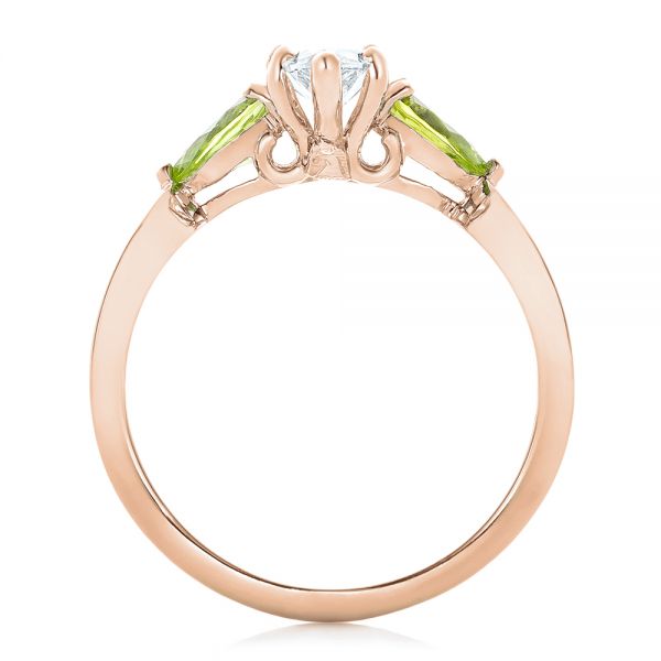 14k Rose Gold 14k Rose Gold Custom Peridot And Marquise Diamond Engagement Ring - Front View -  102290