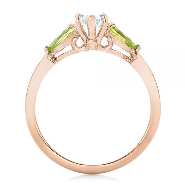 18k Rose Gold 18k Rose Gold Custom Peridot And Marquise Diamond Engagement Ring - Front View - 102290
