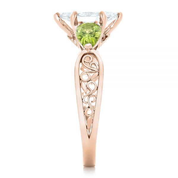 18k Rose Gold 18k Rose Gold Custom Peridot And Marquise Diamond Engagement Ring - Side View - 102290