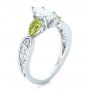  Platinum Custom Peridot And Marquise Diamond Engagement Ring - Three-Quarter View -  102290 - Thumbnail