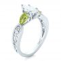 18k White Gold 18k White Gold Custom Peridot And Marquise Diamond Engagement Ring - Three-Quarter View -  102290 - Thumbnail