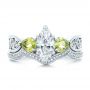  Platinum Custom Peridot And Marquise Diamond Engagement Ring - Three-Quarter View -  102290 - Thumbnail