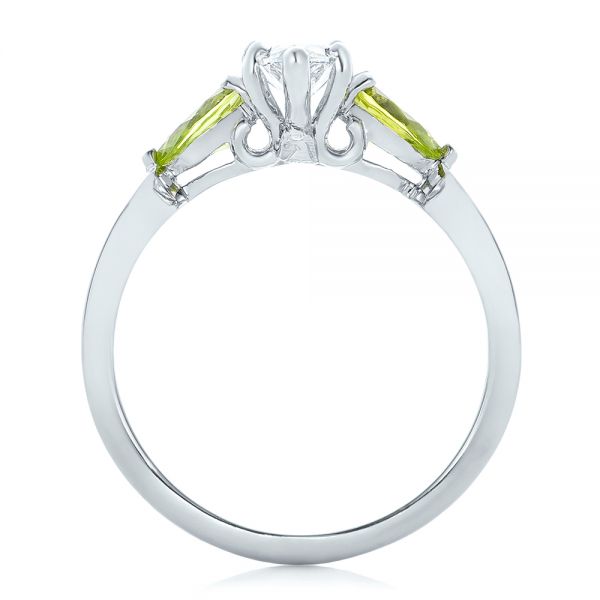 14k White Gold 14k White Gold Custom Peridot And Marquise Diamond Engagement Ring - Front View -  102290