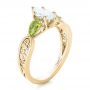 14k Yellow Gold 14k Yellow Gold Custom Peridot And Marquise Diamond Engagement Ring - Three-Quarter View -  102290 - Thumbnail
