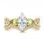 14k Yellow Gold 14k Yellow Gold Custom Peridot And Marquise Diamond Engagement Ring - Three-Quarter View -  102290 - Thumbnail