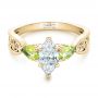 14k Yellow Gold 14k Yellow Gold Custom Peridot And Marquise Diamond Engagement Ring - Flat View -  102290 - Thumbnail