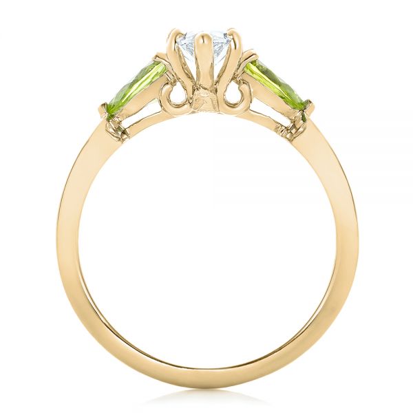 14k Yellow Gold 14k Yellow Gold Custom Peridot And Marquise Diamond Engagement Ring - Front View - 102290