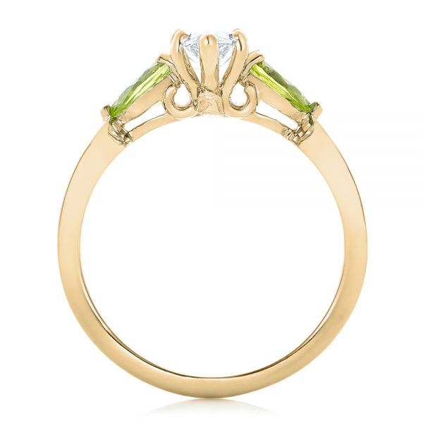 18k Yellow Gold 18k Yellow Gold Custom Peridot And Marquise Diamond Engagement Ring - Front View -  102290