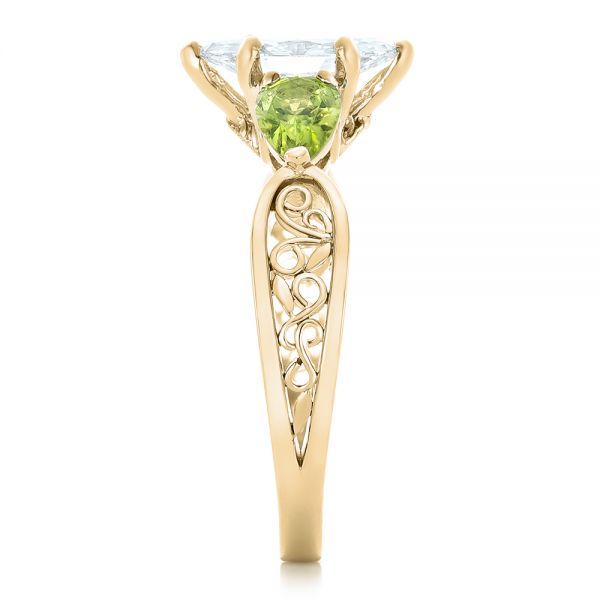 14k Yellow Gold 14k Yellow Gold Custom Peridot And Marquise Diamond Engagement Ring - Side View - 102290