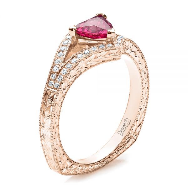 14k Rose Gold 14k Rose Gold Custom Pink Sapphire Engagement Ring - Three-Quarter View -  100113