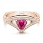 18k Rose Gold 18k Rose Gold Custom Pink Sapphire Engagement Ring - Flat View -  100113 - Thumbnail