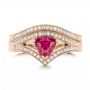 18k Rose Gold 18k Rose Gold Custom Pink Sapphire Engagement Ring - Top View -  100113 - Thumbnail