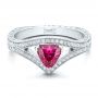  Platinum Custom Pink Sapphire Engagement Ring - Flat View -  100113 - Thumbnail