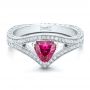  Platinum Custom Pink Sapphire Engagement Ring - Flat View -  100113 - Thumbnail