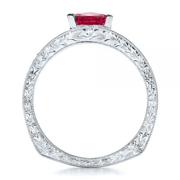 Platinum Custom Pink Sapphire Engagement Ring - Front View - 100113