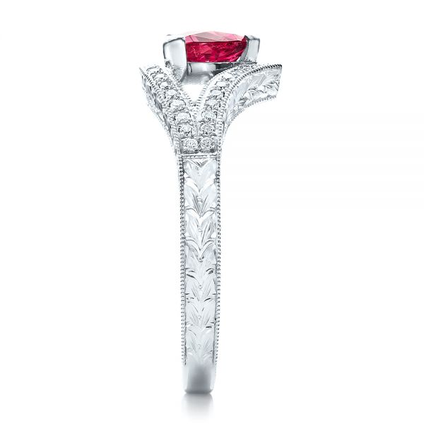 18k White Gold 18k White Gold Custom Pink Sapphire Engagement Ring - Side View -  100113