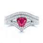  Platinum Custom Pink Sapphire Engagement Ring - Top View -  100113 - Thumbnail