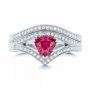  Platinum Custom Pink Sapphire Engagement Ring - Top View -  100113 - Thumbnail