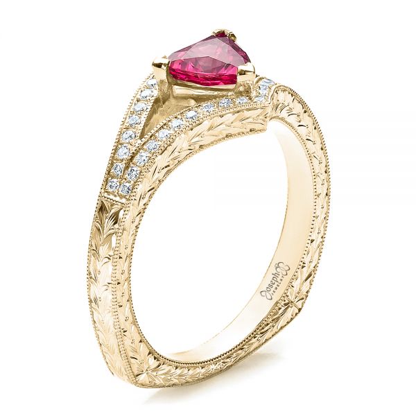 14k Yellow Gold 14k Yellow Gold Custom Pink Sapphire Engagement Ring - Three-Quarter View -  100113
