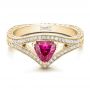 14k Yellow Gold 14k Yellow Gold Custom Pink Sapphire Engagement Ring - Flat View -  100113 - Thumbnail