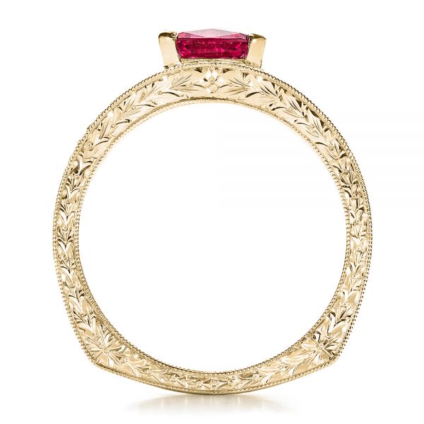 14k Yellow Gold 14k Yellow Gold Custom Pink Sapphire Engagement Ring - Front View - 100113