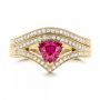 18k Yellow Gold 18k Yellow Gold Custom Pink Sapphire Engagement Ring - Top View -  100113 - Thumbnail