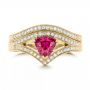 18k Yellow Gold 18k Yellow Gold Custom Pink Sapphire Engagement Ring - Top View -  100113 - Thumbnail