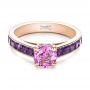 14k Rose Gold 14k Rose Gold Custom Pink Sapphire And Amethyst Engagement Ring - Flat View -  101214 - Thumbnail