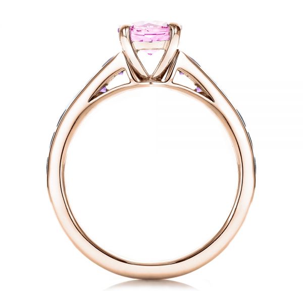 14k Rose Gold 14k Rose Gold Custom Pink Sapphire And Amethyst Engagement Ring - Front View -  101214