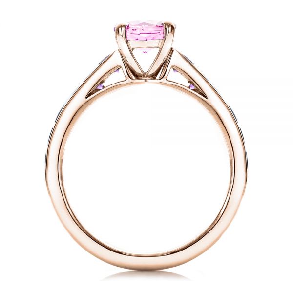 14k Rose Gold 14k Rose Gold Custom Pink Sapphire And Amethyst Engagement Ring - Front View - 101214