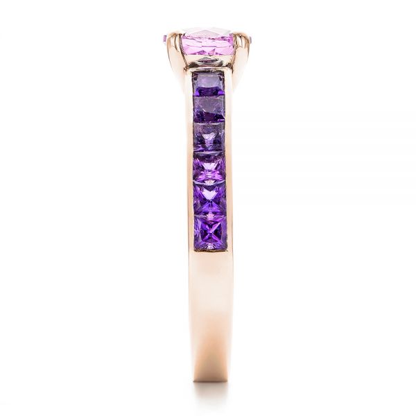 18k Rose Gold 18k Rose Gold Custom Pink Sapphire And Amethyst Engagement Ring - Side View -  101214