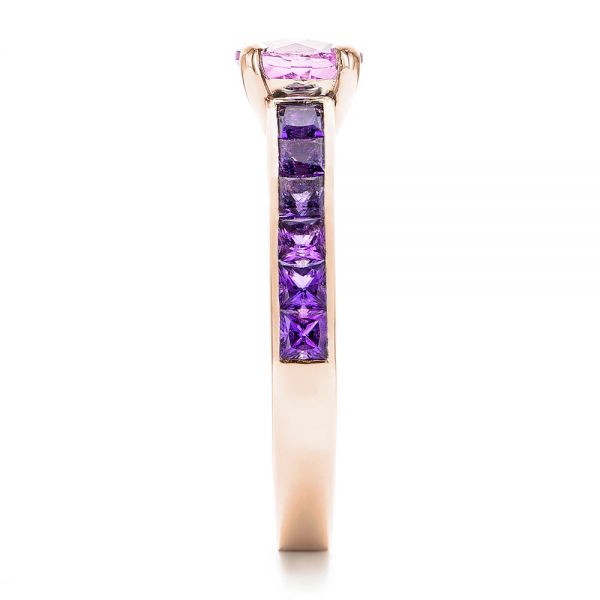 14k Rose Gold 14k Rose Gold Custom Pink Sapphire And Amethyst Engagement Ring - Side View - 101214