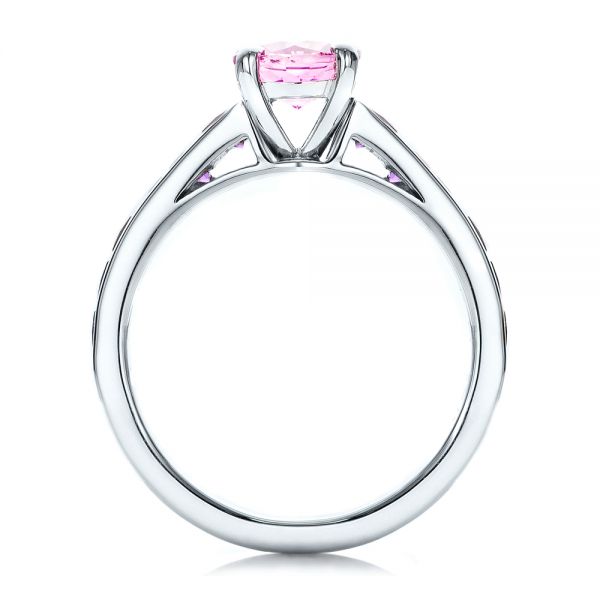  Platinum Platinum Custom Pink Sapphire And Amethyst Engagement Ring - Front View -  101214