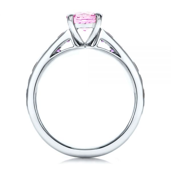 14k White Gold 14k White Gold Custom Pink Sapphire And Amethyst Engagement Ring - Front View - 101214