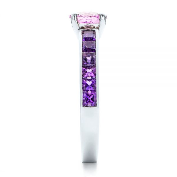 14k White Gold 14k White Gold Custom Pink Sapphire And Amethyst Engagement Ring - Side View - 101214