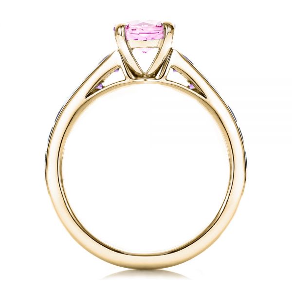 14k Yellow Gold 14k Yellow Gold Custom Pink Sapphire And Amethyst Engagement Ring - Front View -  101214