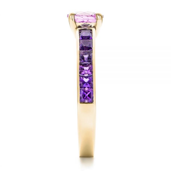 14k Yellow Gold 14k Yellow Gold Custom Pink Sapphire And Amethyst Engagement Ring - Side View -  101214