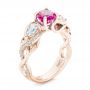 18k Rose Gold 18k Rose Gold Custom Pink Sapphire And Diamond Engagement Ring - Three-Quarter View -  102547 - Thumbnail